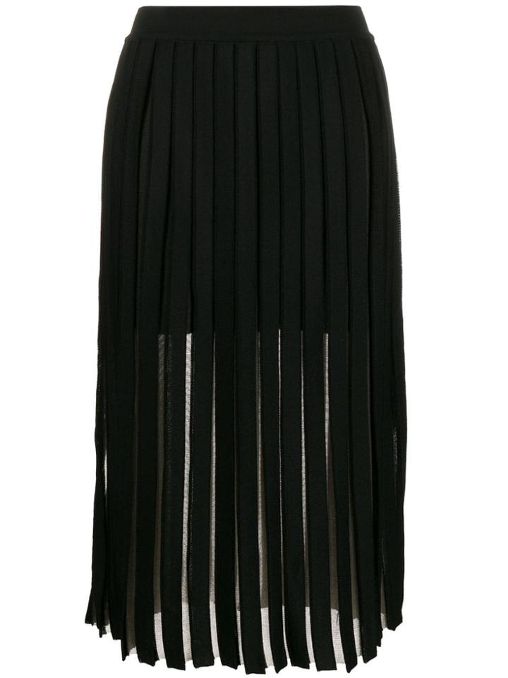 Balmain Pleated Midi Skirt - Black