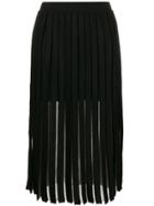 Balmain Pleated Midi Skirt - Black