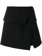 Balmain Asymmetric Foldover Skirt - Black