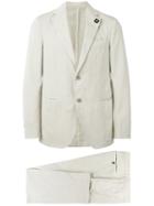 Lardini - Lapel Detail Two-piece Suit - Men - Silk/cotton/polyester - 50, Nude/neutrals, Silk/cotton/polyester