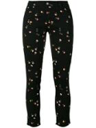 Ermanno Scervino Floral Motif Cropped Trousers, Women's, Size: 42, Black, Cotton/elastodiene/polyester