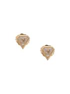 Azlee Shield Diamond Studs - Yellow & Orange