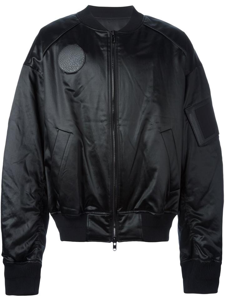 Juun.j Oversized Bomber Jacket, Men's, Size: 48, Black, Polyester/rayon/cotton/leather
