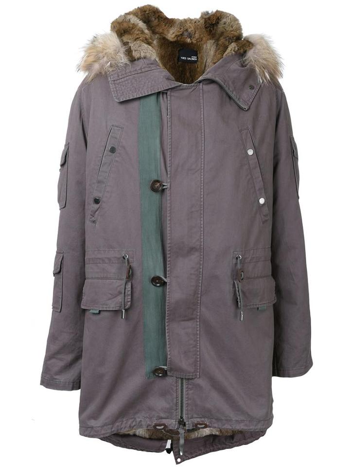 Yves Salomon Homme Lined Parka, Men's, Size: 50, Green, Cotton/wool Felt/rabbit Felt