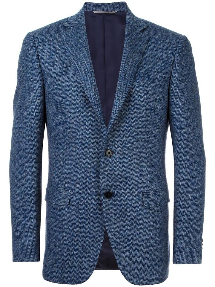 Canali Flap Pockets Blazer, Men's, Size: 50, Blue, Cupro/wool/cashmere