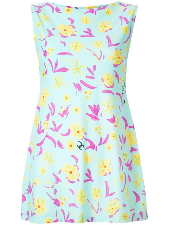 Chanel Vintage Sleeveless Swimwear Swimsuit - Blue