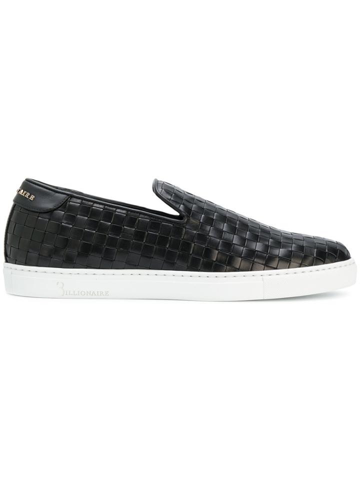 Billionaire Woven Slip-on Sneakers - Black