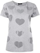 Twin-set Heart Pattern T-shirt, Women's, Size: Xl, Grey, Cotton/polyester