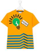 Fendi Kids Lightbulb Striped T-shirt, Boy's, Size: 7 Yrs, Yellow/orange