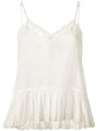 Semicouture Embroidered Ruffle Top - Neutrals
