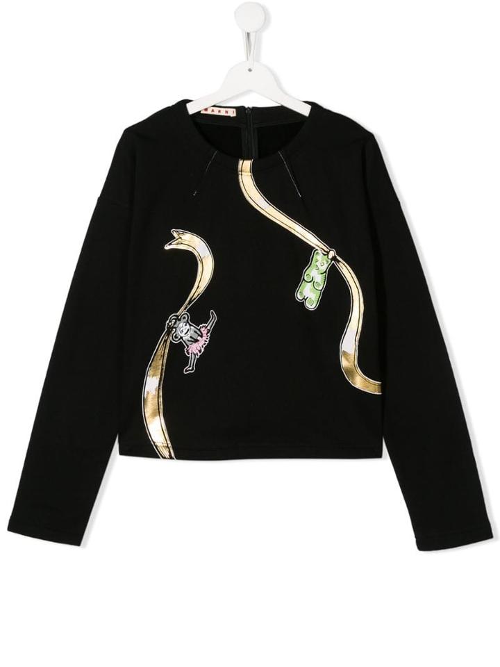 Marni Kids Teen Ballerina Print Sweatshirt - Black