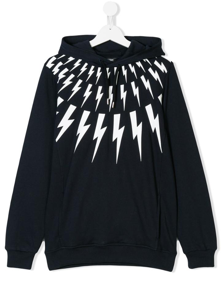 Neil Barrett Kids Lightning Bolt Hoodie - Blue