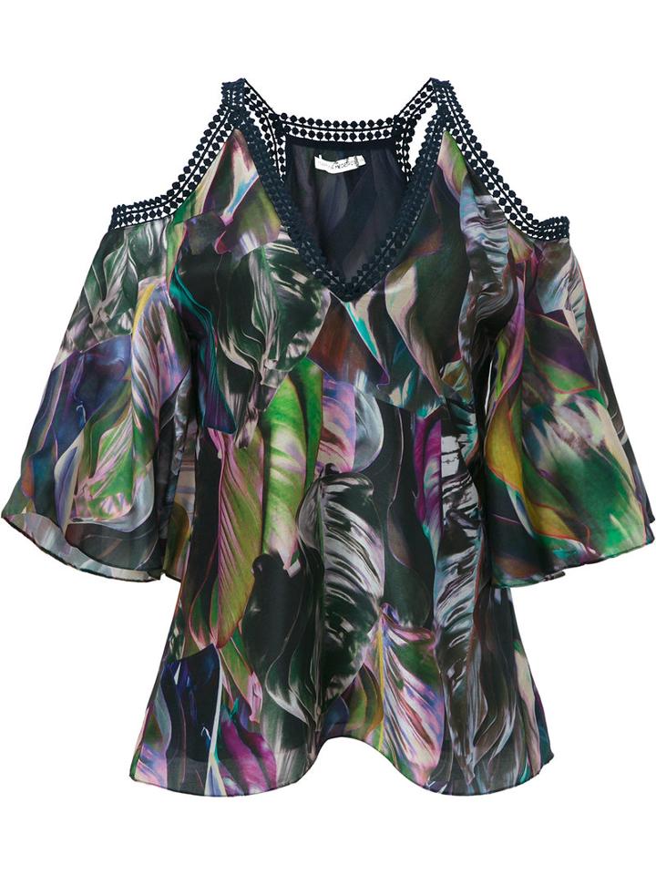 Martha Medeiros Cold Shoulder Marta Blouse, Women's, Size: 38, Silk/lyocell