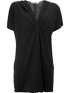 Lamberto Losani Long Length V-neck Top, Women's, Size: Small, Black, Cotton