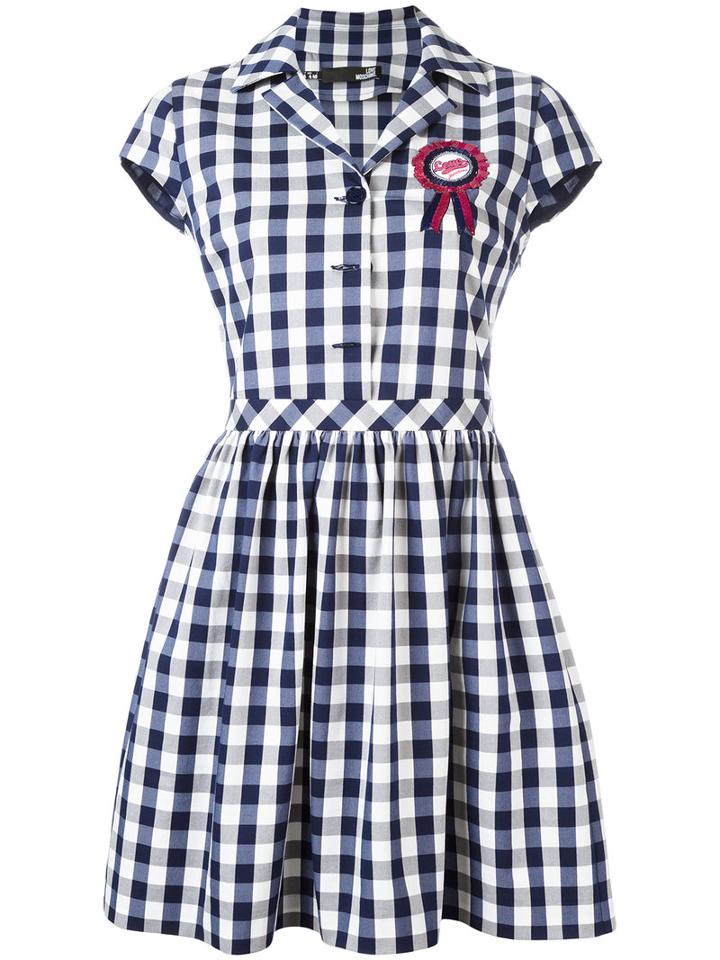 Love Moschino Checked Dress, Women's, Size: 42, Blue, Cotton