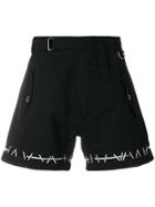 Ktz Pin Embroidered Belt Shorts - Black
