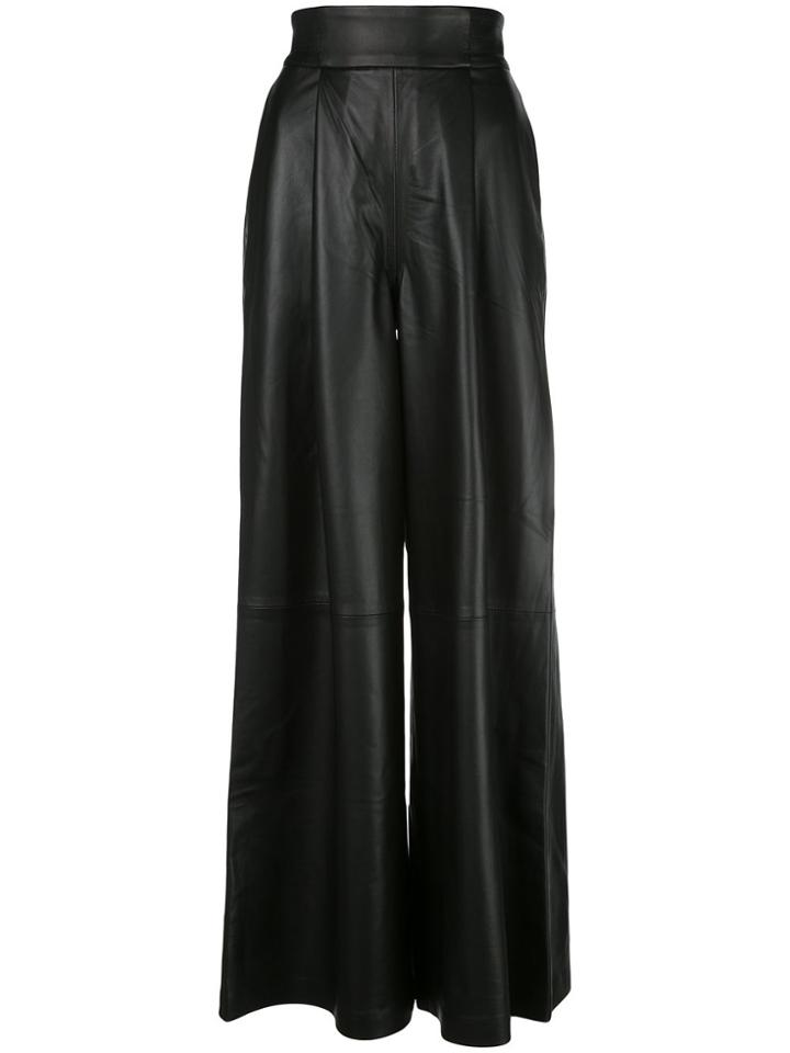 Skiim Amanda Leather Wide Leg Trousers - Black