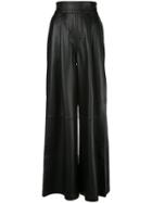 Skiim Amanda Leather Wide Leg Trousers - Black