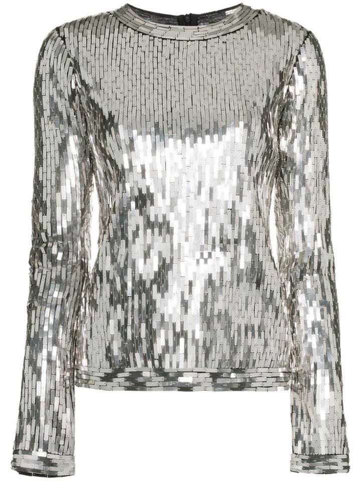 Off-white Sequin Embellished Top - Silver