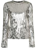 Off-white Sequin Embellished Top - Silver