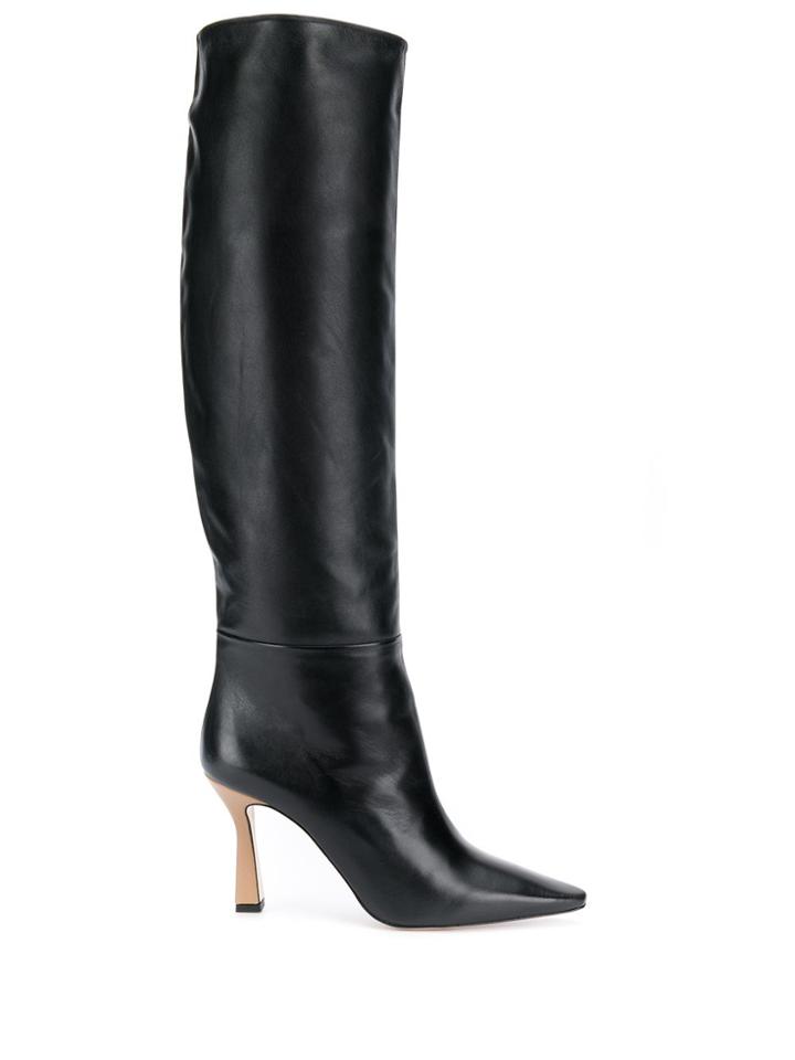 Wandler Contrast Heel Long Boots - Black
