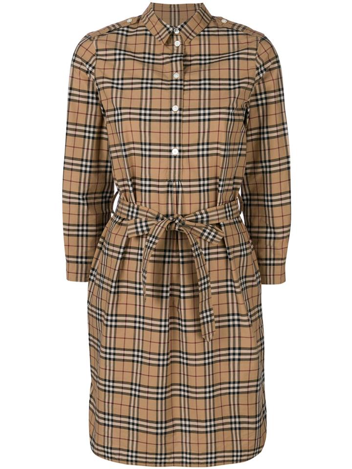 Burberry House Check Shirt Dress - Brown
