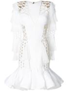 Balmain Pleated Perforated Dress - White