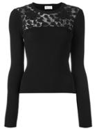 Red Valentino Floral Macrame Panel Sweater, Women's, Size: Medium, Black, Viscose/polyamide/cotton