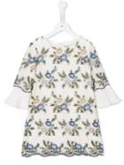 Ermanno Scervino Junior Ruffled Accent Floral Dress, Girl's, Size: 10 Yrs, White