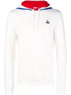 Le Coq Sportif Striped Detail Logo Hoodie - White