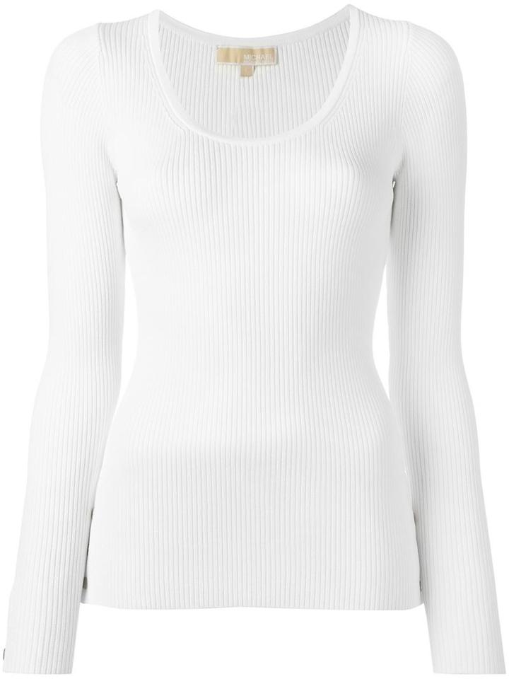 Michael Michael Kors Ribbed Jumper, Women's, Size: Small, White, Nylon/viscose