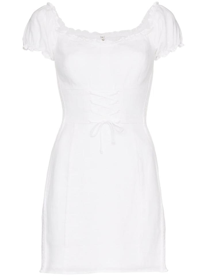 Reformation 'hudsun' Linen Mini Dress With Belt - White