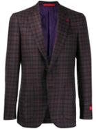 Isaia Checked Suit Jacket - Blue