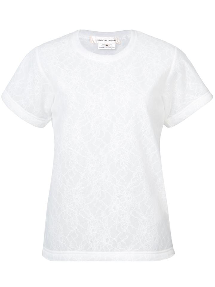 Comme Des Garçons Tonal Floral Embroidered T-shirt - White
