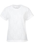Comme Des Garçons Tonal Floral Embroidered T-shirt - White
