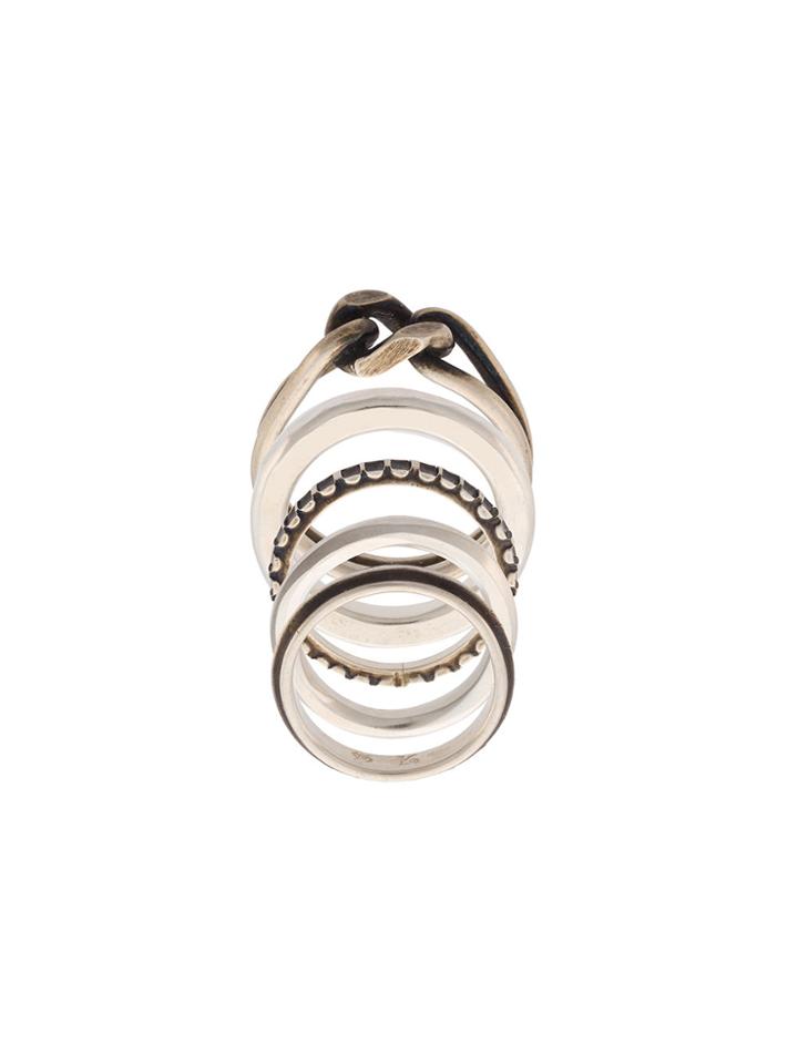 Werkstatt:münchen Twisted & Embossed Ring Set - Metallic