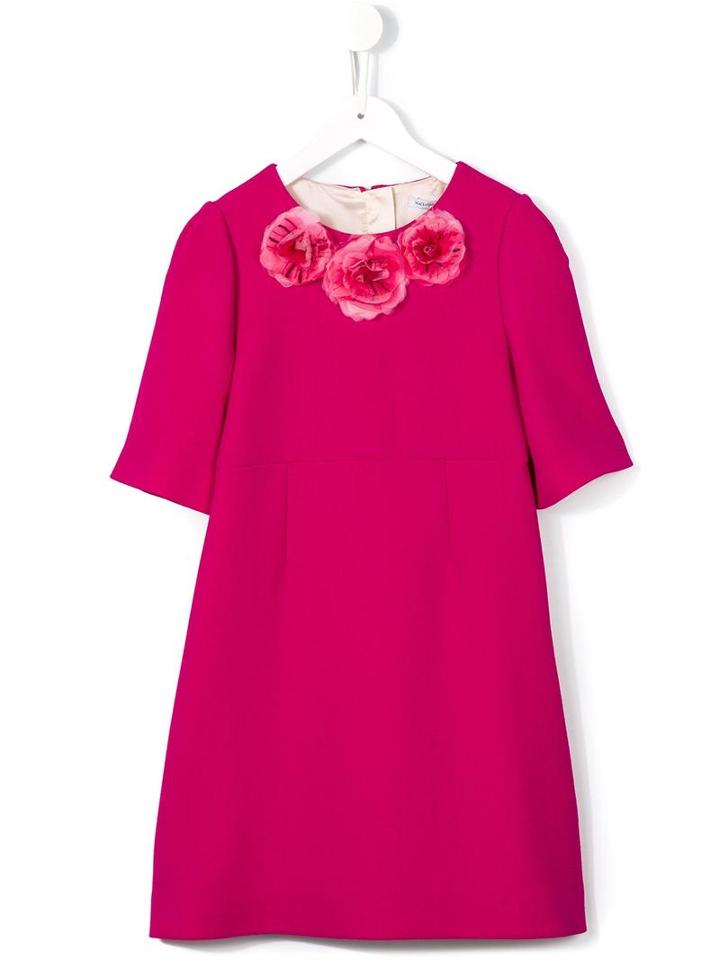 Dolce & Gabbana Kids Rose Appliqué Dress, Girl's, Size: 6 Yrs, Pink/purple