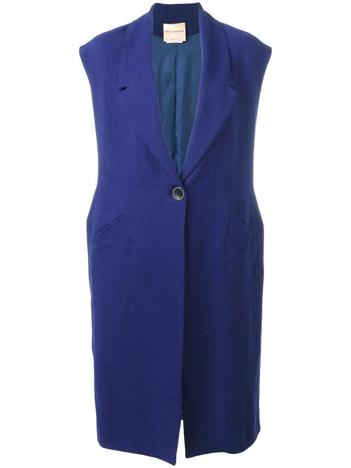 Erika Cavallini - Aperto Fianco Gilet - Women - Linen/flax - 40, Blue, Linen/flax