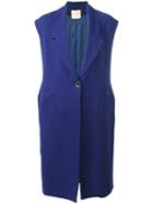 Erika Cavallini - Aperto Fianco Gilet - Women - Linen/flax - 40, Blue, Linen/flax