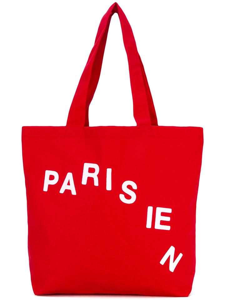Maison Kitsuné - Parisian Cut Tote Bag - Unisex - Cotton/polyester - One Size, Red, Cotton/polyester