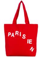 Maison Kitsuné - Parisian Cut Tote Bag - Unisex - Cotton/polyester - One Size, Red, Cotton/polyester