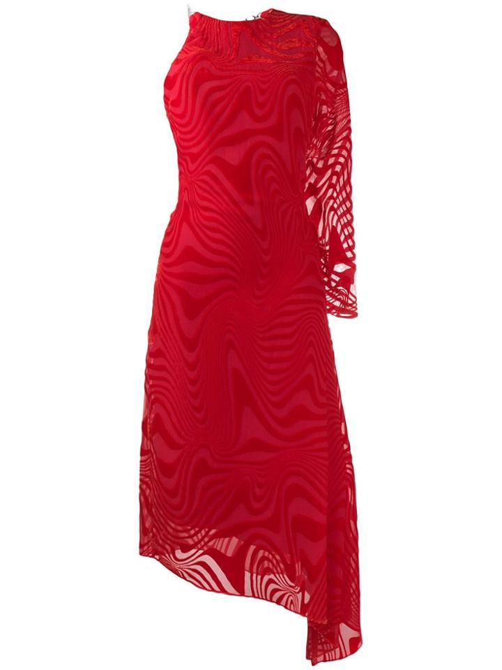 Marine Serre Printed Asymmetric Dress - Red