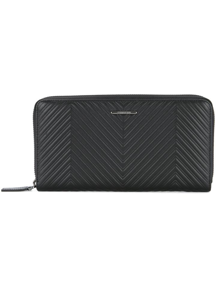 Cerruti 1881 Ribbed Logo Plaque Clutch - Black