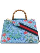 Gucci - Nymphaea Flora Tote Bag - Women - Leather - One Size, Blue, Leather