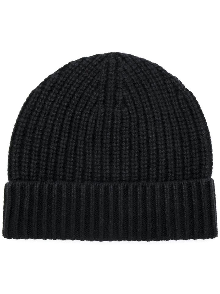 Iris Von Arnim Ribbed Beanie - Black