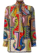 Gucci - Print Neck Bow Shirt - Women - Silk - 42, Silk