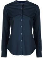 Aspesi - Longsleeve Mandarin Collar Shirt - Women - Cotton/polyamide/spandex/elastane - 44, Blue, Cotton/polyamide/spandex/elastane