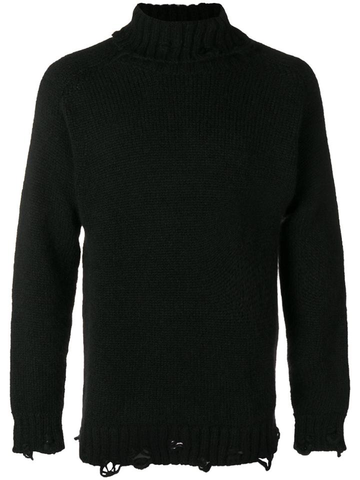 Maison Flaneur Ripped Turtleneck Sweater - Black