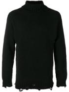 Maison Flaneur Ripped Turtleneck Sweater - Black