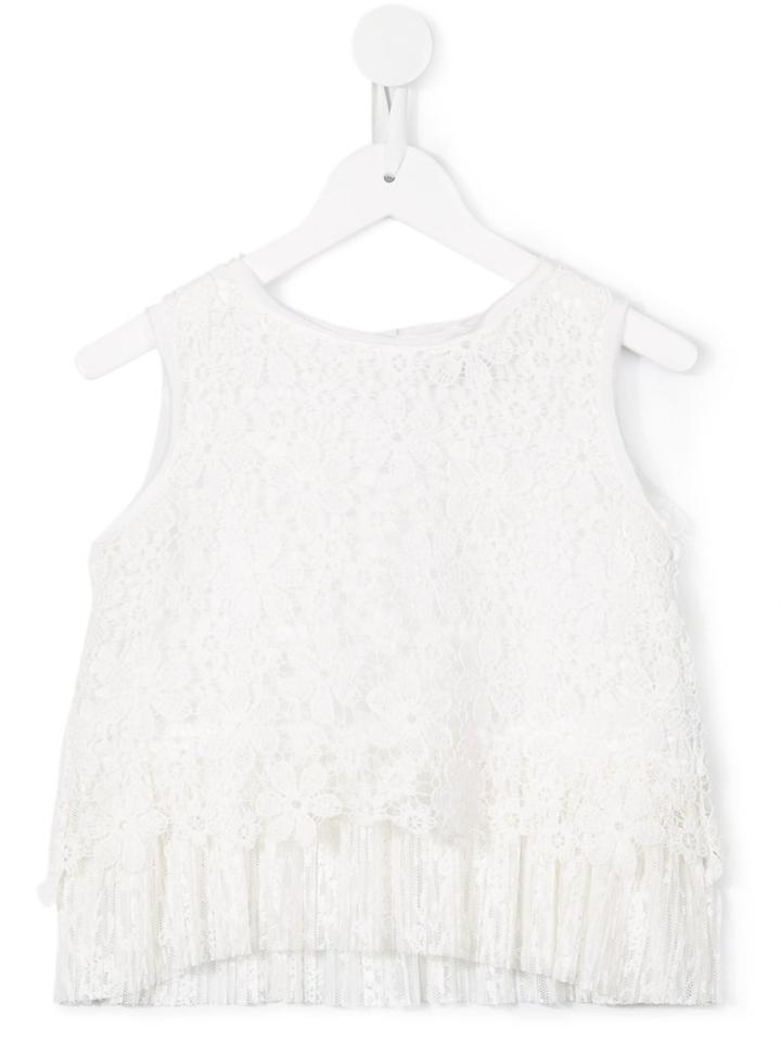 Ermanno Scervino Junior Floral Lace Blouse, Girl's, Size: 6 Yrs, White